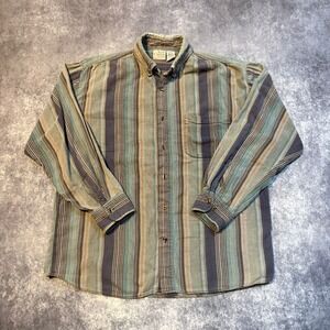 Vintage Ash Creek Trading Mens Large Striped Button Down Shirt Cotton Workwear